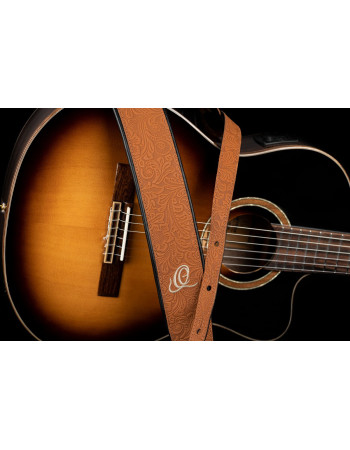 Ortega OSBY-4 Genuine-Leather Guitar-Strap - Byzantine Bourbon