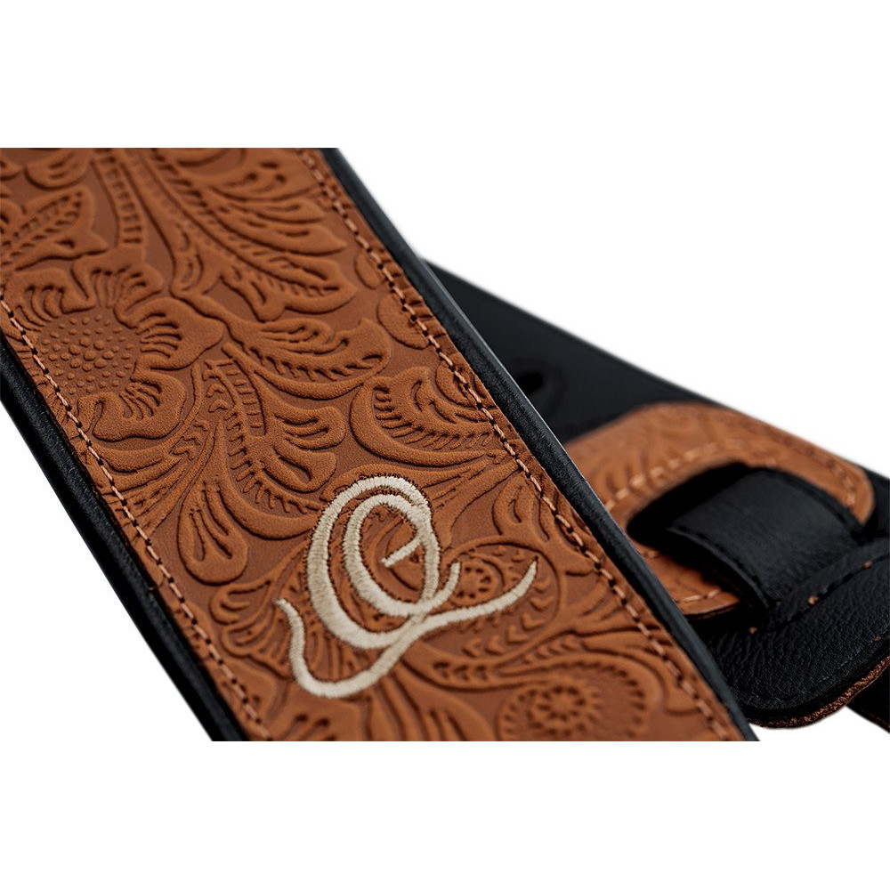 Ortega OSBY-4 Genuine-Leather Guitar-Strap - Byzantine Bourbon