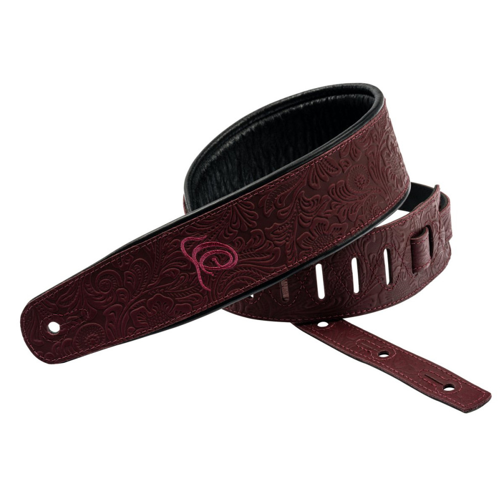 Ortega OSBY-5 Genuine-Leather Guitar-Strap - Byzantine Bordeaux