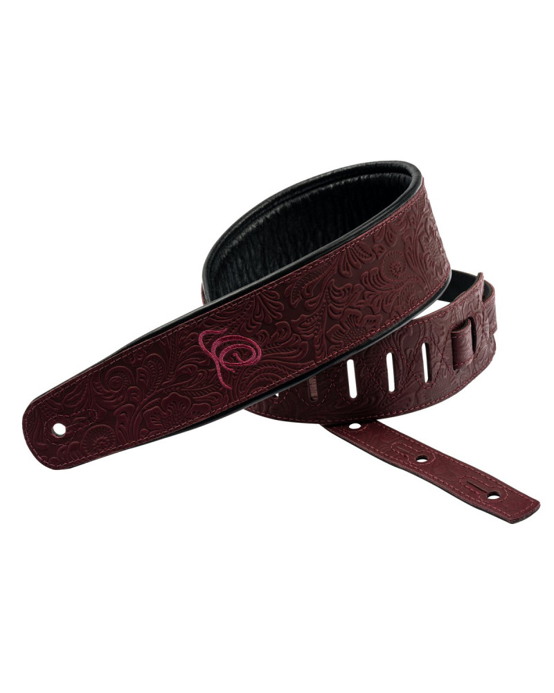 Ortega OSBY-5 Genuine-Leather Guitar-Strap - Byzantine Bordeaux