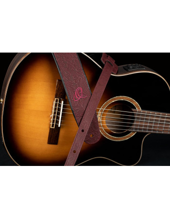 Ortega OSBY-5 Genuine-Leather Guitar-Strap - Byzantine Bordeaux