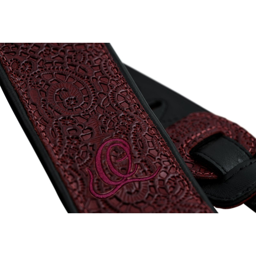 Ortega OSBY-5 Genuine-Leather Guitar-Strap - Byzantine Bordeaux