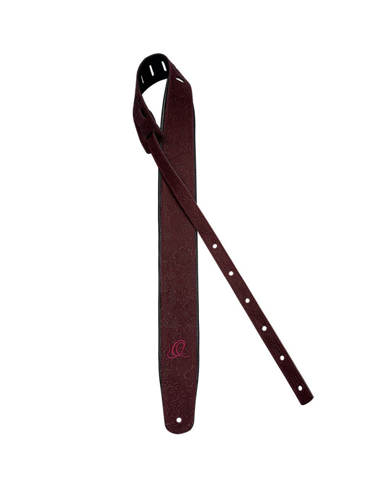 Ortega OSBY-5 Genuine-Leather Guitar-Strap - Byzantine Bordeaux