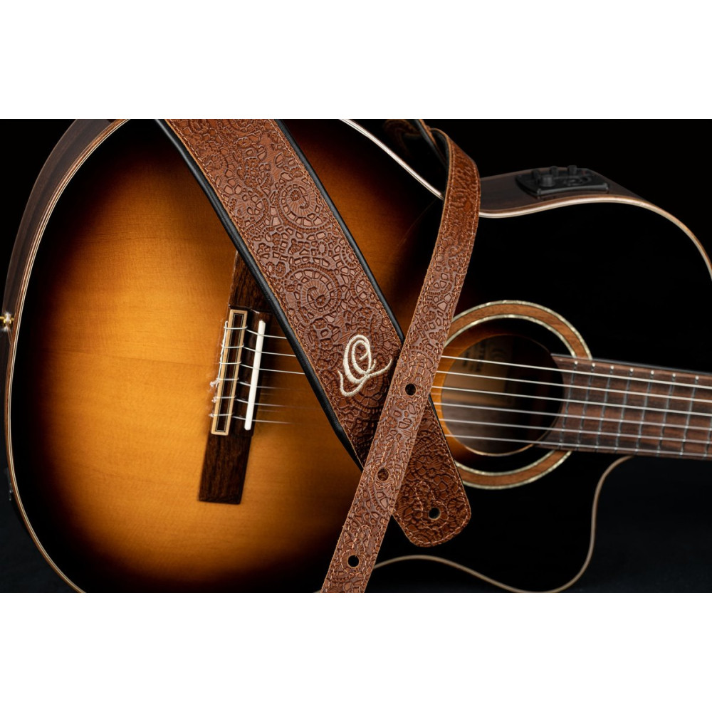 Ortega OSBY-6 Genuine-Leather Guitar-Strap - Byzantine Brown