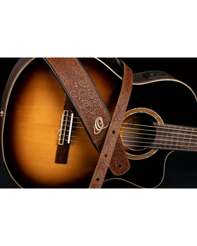 Ortega OSBY-6 Genuine-Leather Guitar-Strap - Byzantine Brown