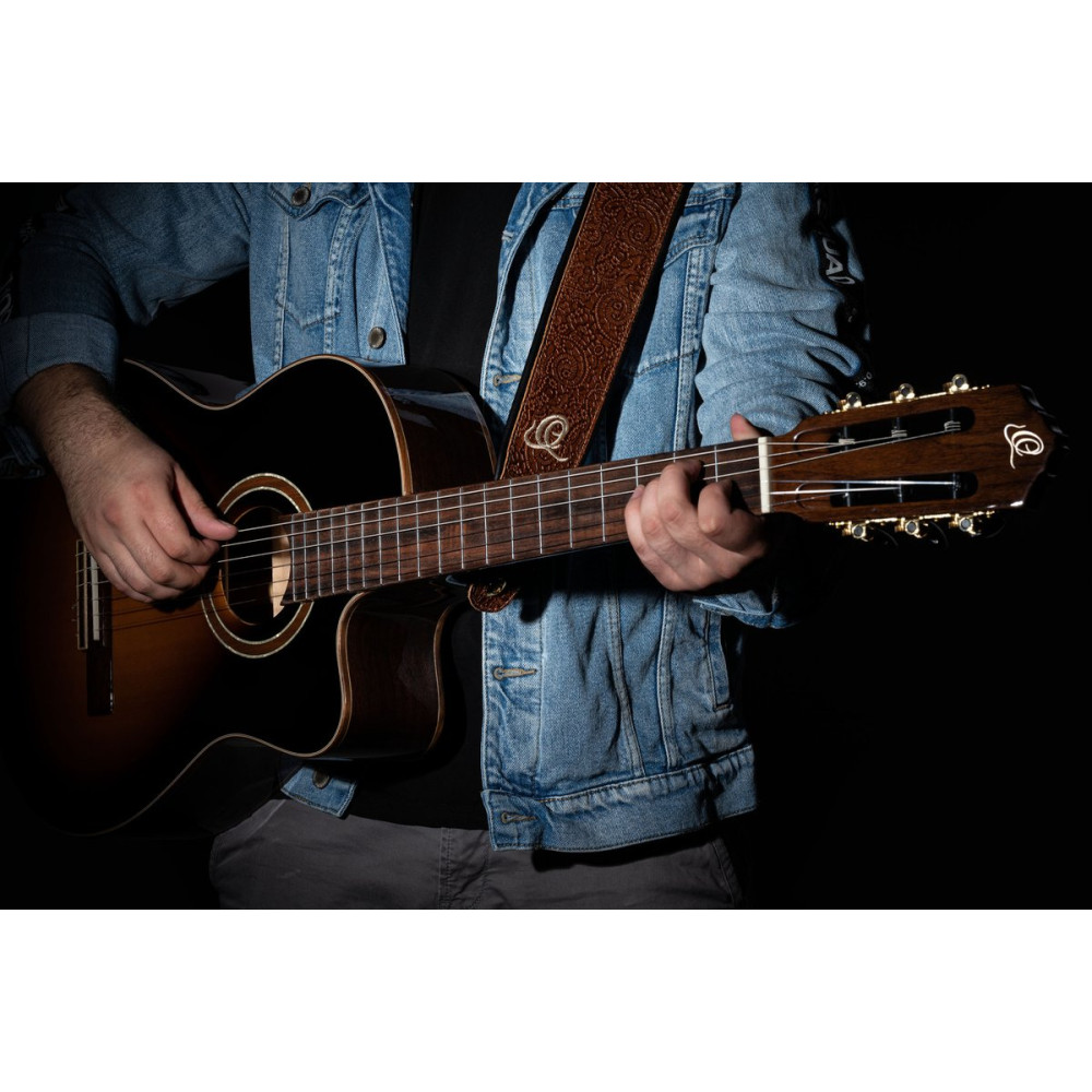 Ortega OSBY-6 Genuine-Leather Guitar-Strap - Byzantine Brown