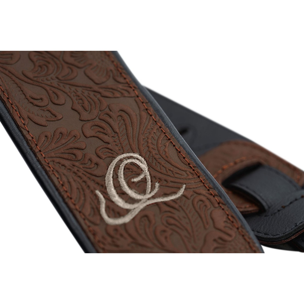 Ortega OSBY-6 Genuine-Leather Guitar-Strap - Byzantine Brown