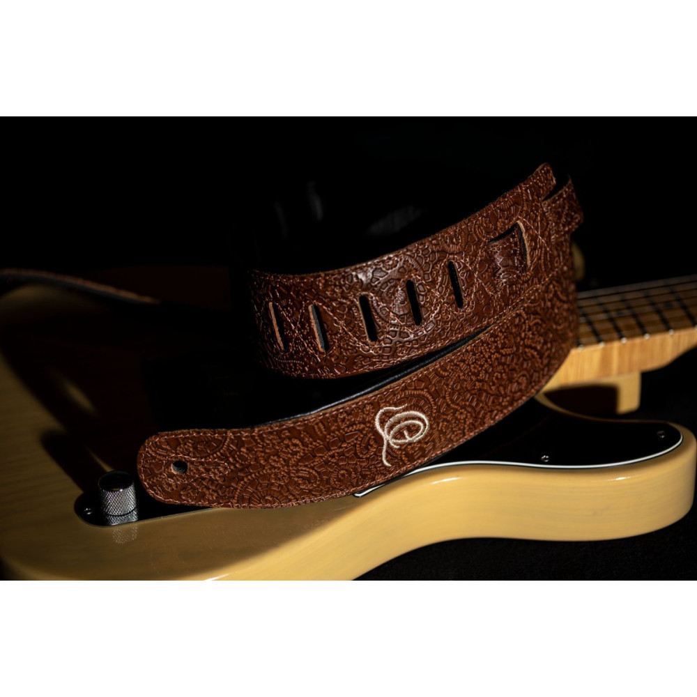 Ortega OSBY-6 Genuine-Leather Guitar-Strap - Byzantine Brown