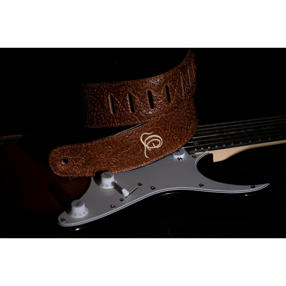 Ortega OSBY-6 Genuine-Leather Guitar-Strap - Byzantine Brown