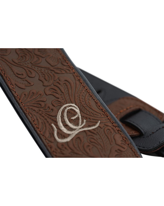 Ortega OSBY-6 Genuine-Leather Guitar-Strap - Byzantine Brown