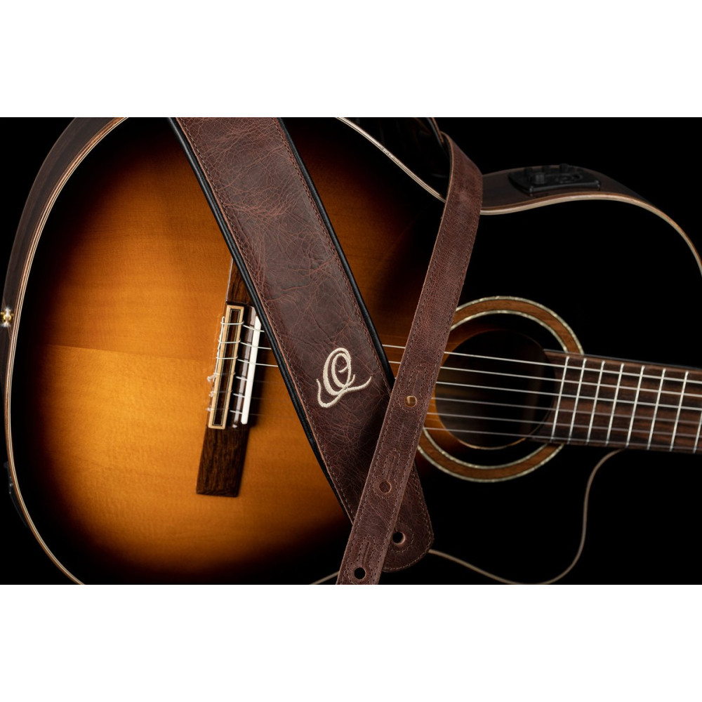 Ortega OSCL-4 Genuine-Leather Guitar-Strap - Vintage Brown