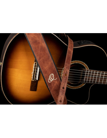 Ortega OSCL-5 Genuine-Leather Guitar-Strap - Vintage Caramel