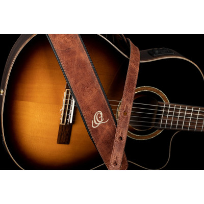 Ortega OSCL-5 Genuine-Leather Guitar-Strap - Vintage Caramel