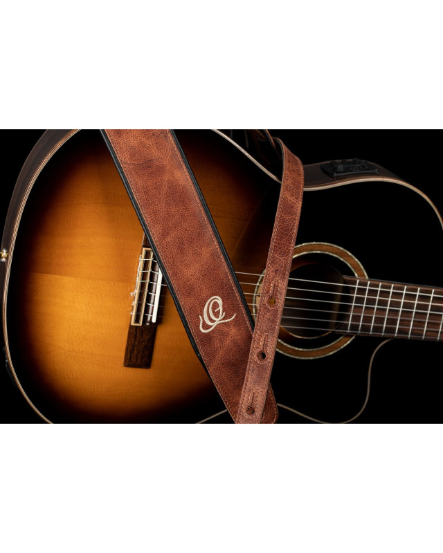 Ortega OSCL-5 Genuine-Leather Guitar-Strap - Vintage Caramel