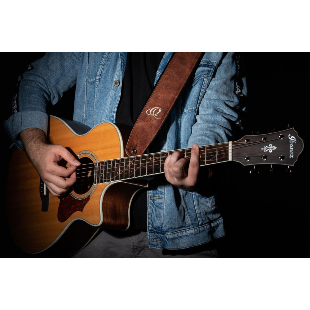 Ortega OSCL-5 Genuine-Leather Guitar-Strap - Vintage Caramel