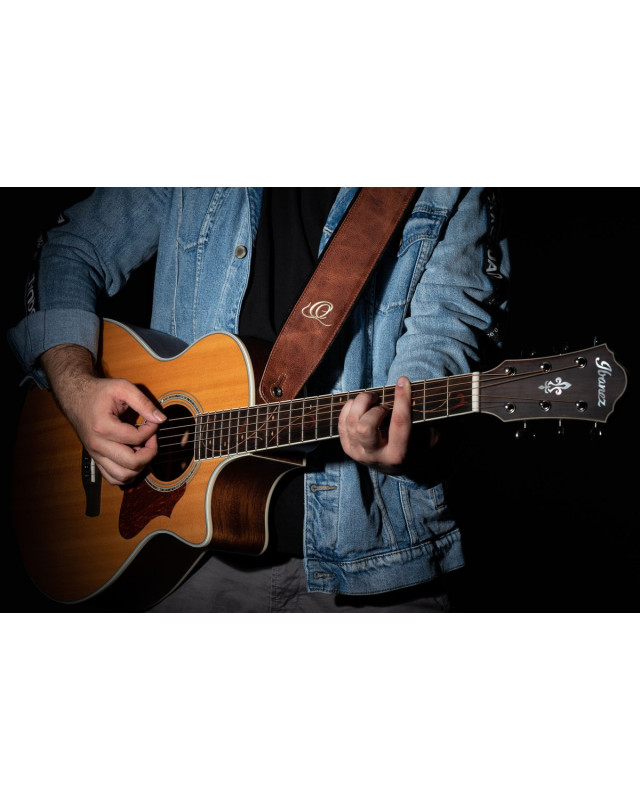 Ortega OSCL-5 Genuine-Leather Guitar-Strap - Vintage Caramel