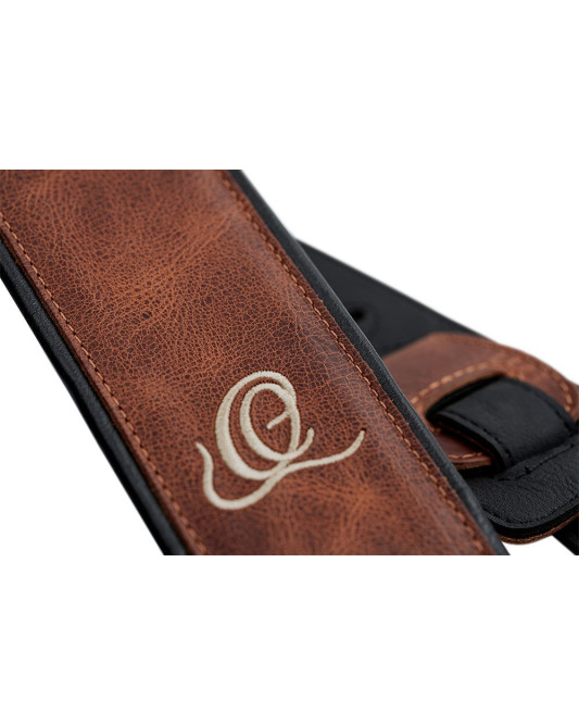 Ortega OSCL-5 Genuine-Leather Guitar-Strap - Vintage Caramel