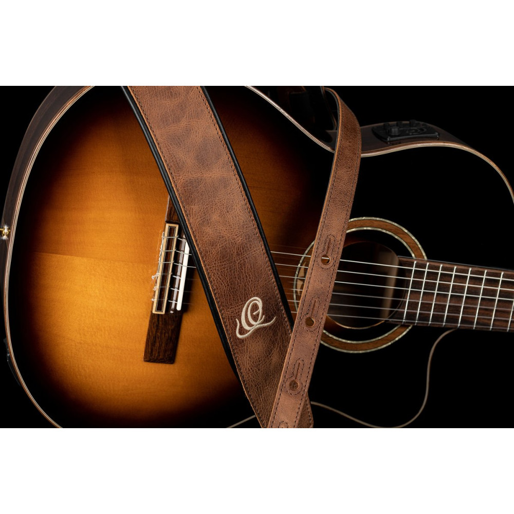 Ortega OSCL-7 Genuine-Leather Guitar-Strap - Vintage Cognac