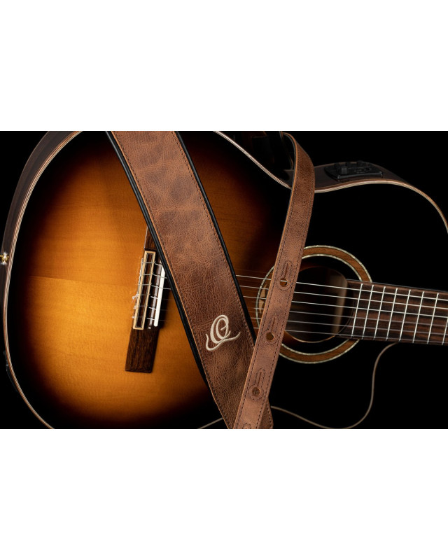 Ortega OSCL-7 Genuine-Leather Guitar-Strap - Vintage Cognac