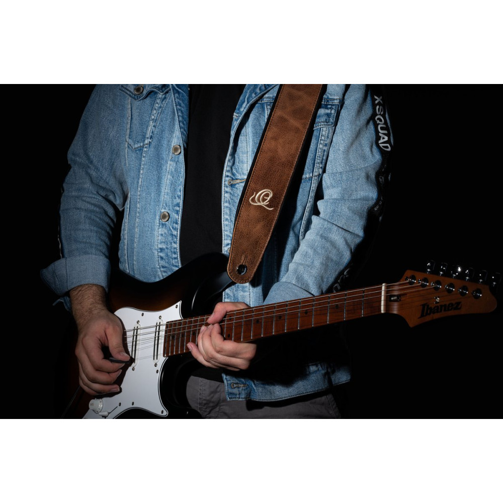 Ortega OSCL-7 Genuine-Leather Guitar-Strap - Vintage Cognac