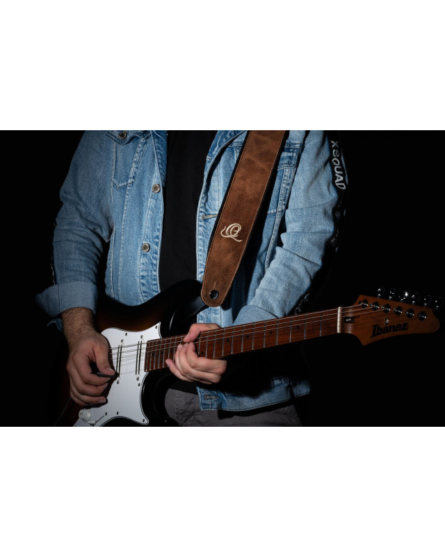 Ortega OSCL-7 Genuine-Leather Guitar-Strap - Vintage Cognac