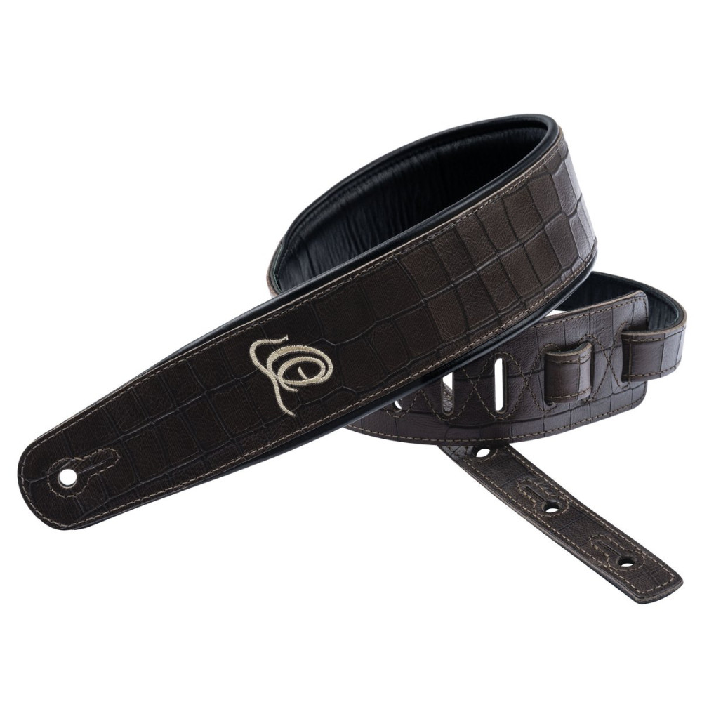 Ortega OSCU-1 Genuine-Leather Guitar-Strap - Dark Brown Croco