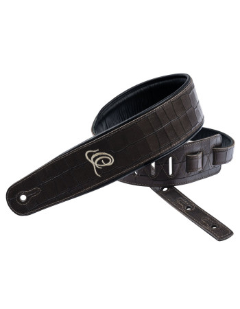 Ortega OSCU-1 Genuine-Leather Guitar-Strap - Dark Brown Croco