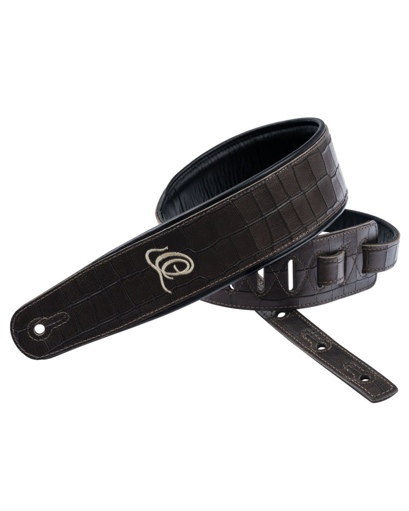 Ortega OSCU-1 Genuine-Leather Guitar-Strap - Dark Brown Croco