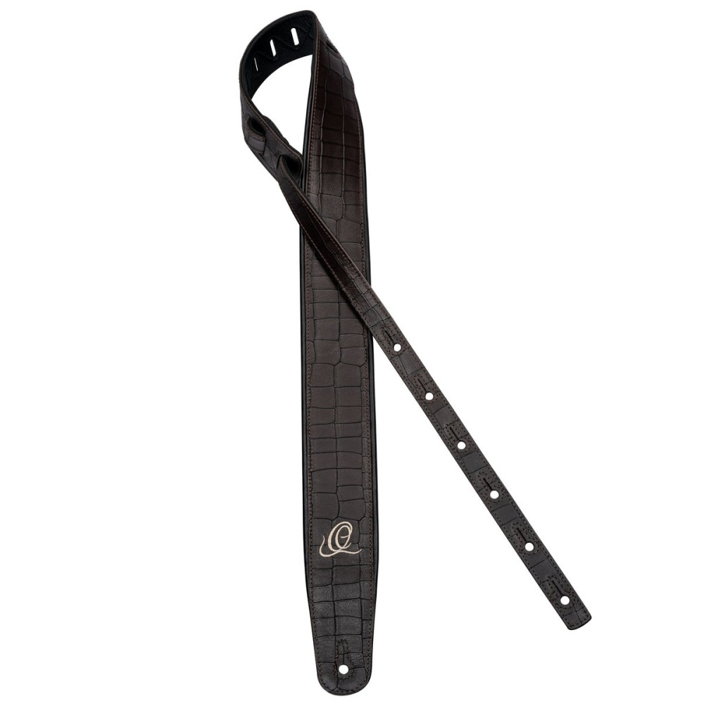 Ortega OSCU-1 Genuine-Leather Guitar-Strap - Dark Brown Croco