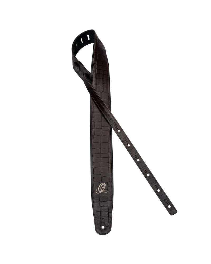 Ortega OSCU-1 Genuine-Leather Guitar-Strap - Dark Brown Croco
