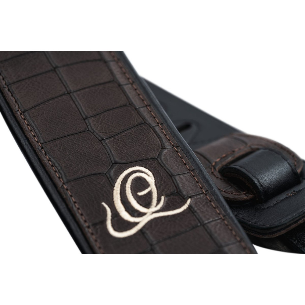 Ortega OSCU-1 Genuine-Leather Guitar-Strap - Dark Brown Croco