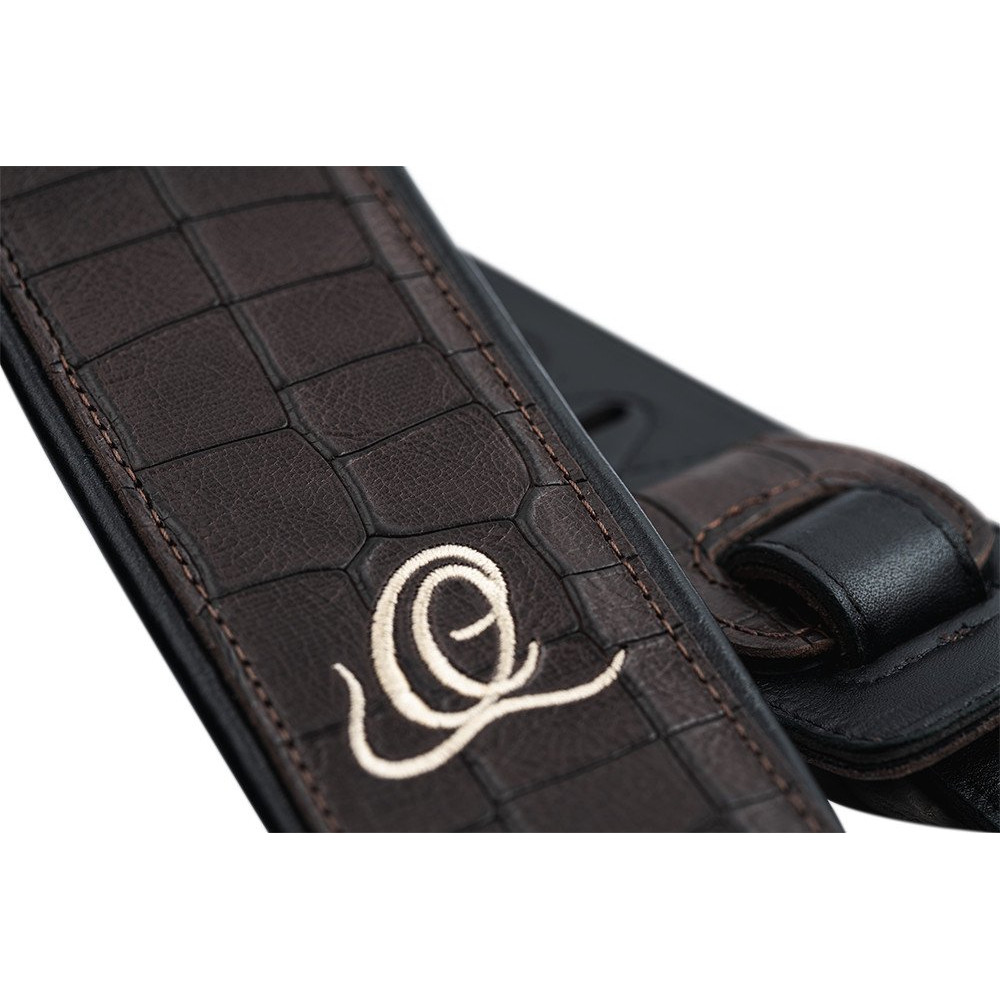 Ortega OSCU-1 Genuine-Leather Guitar-Strap - Dark Brown Croco