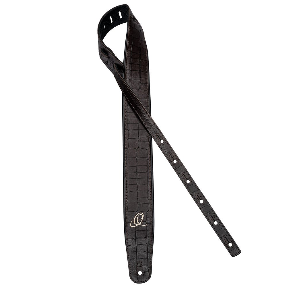 Ortega OSCU-1 Genuine-Leather Guitar-Strap - Dark Brown Croco