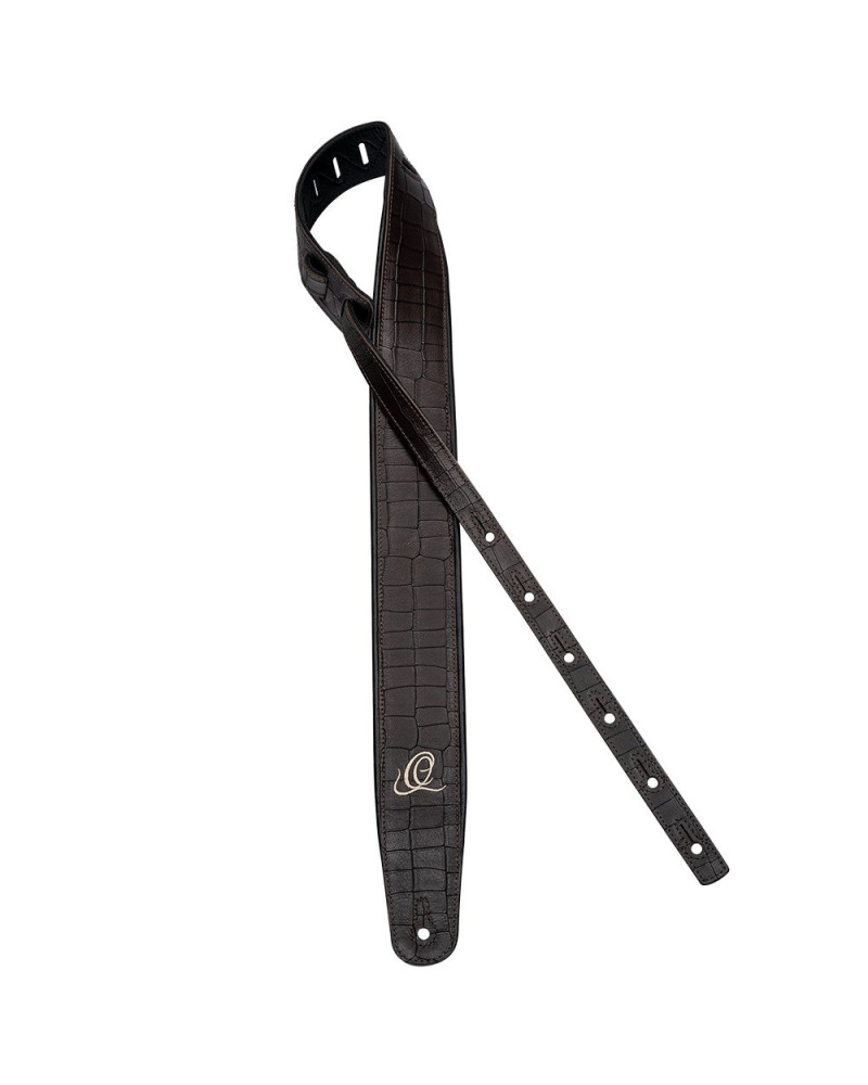 Ortega OSCU-1 Genuine-Leather Guitar-Strap - Dark Brown Croco
