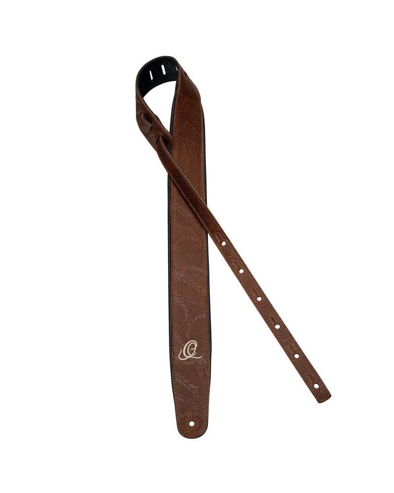 Ortega OSCU-2 Genuine-Leather Guitar-Strap - Natural Brown Flora