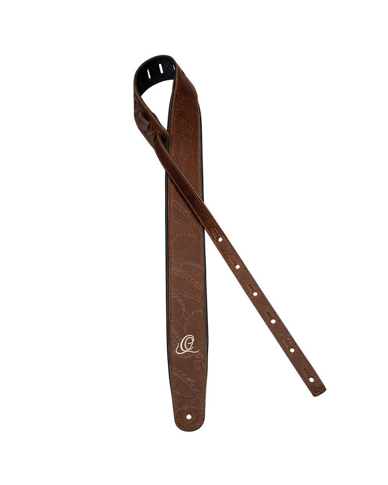 Ortega OSCU-2 Genuine-Leather Guitar-Strap - Natural Brown Flora