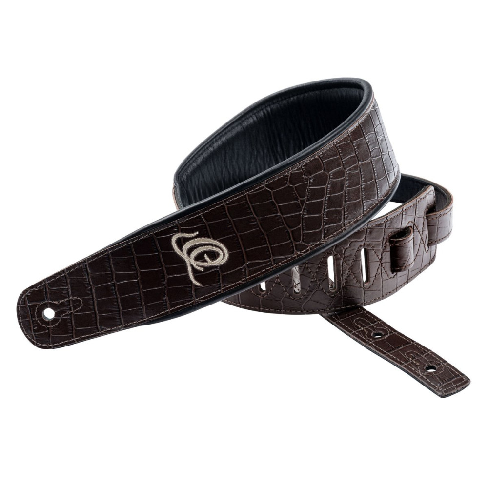 Ortega OSCU-3 Genuine-Leather Guitar-Strap - Dark Brown Lizzy