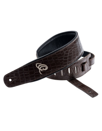 Ortega OSCU-3 Genuine-Leather Guitar-Strap - Dark Brown Lizzy