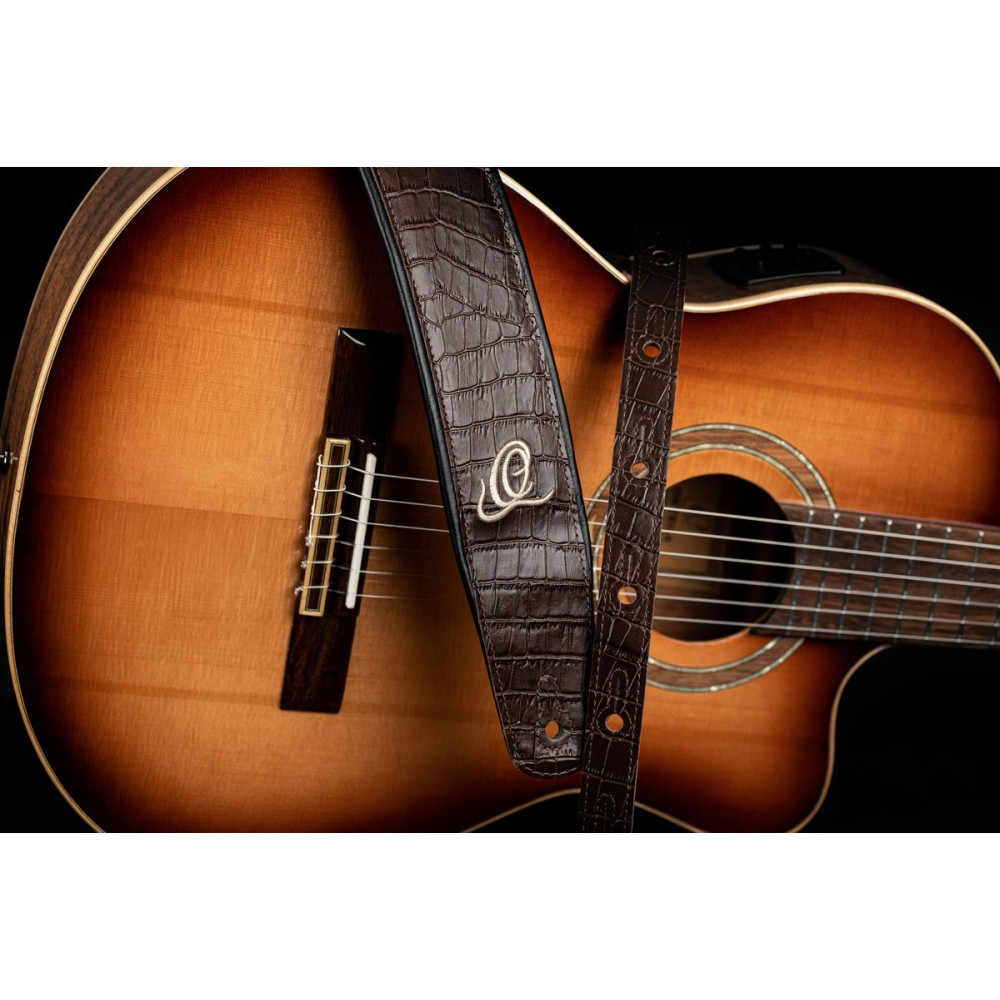 Ortega OSCU-3 Genuine-Leather Guitar-Strap - Dark Brown Lizzy