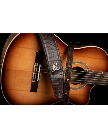 Ortega OSCU-3 Genuine-Leather Guitar-Strap - Dark Brown Lizzy