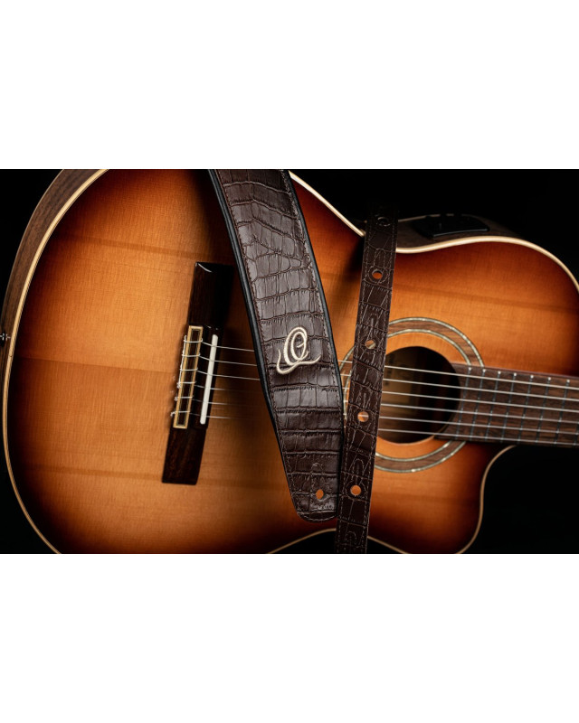 Ortega OSCU-3 Genuine-Leather Guitar-Strap - Dark Brown Lizzy