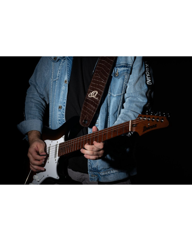 Ortega OSCU-3 Genuine-Leather Guitar-Strap - Dark Brown Lizzy