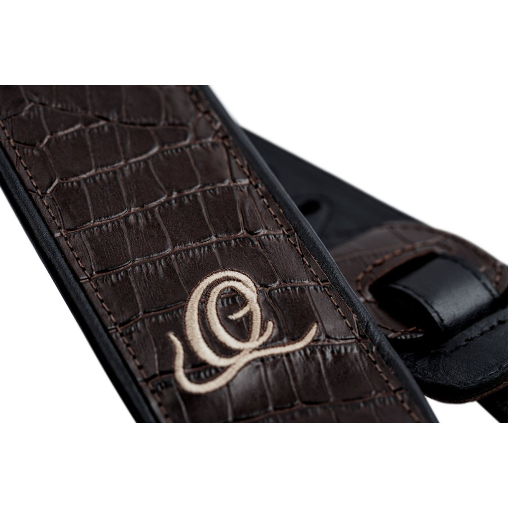 Ortega OSCU-3 Genuine-Leather Guitar-Strap - Dark Brown Lizzy