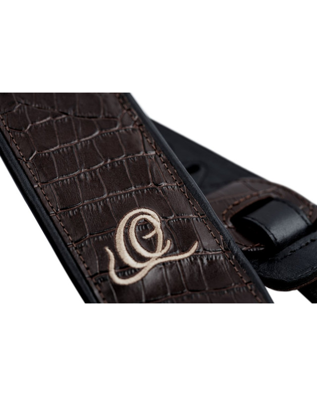 Ortega OSCU-3 Genuine-Leather Guitar-Strap - Dark Brown Lizzy