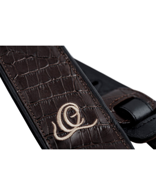 Ortega OSCU-3 Genuine-Leather Guitar-Strap - Dark Brown Lizzy