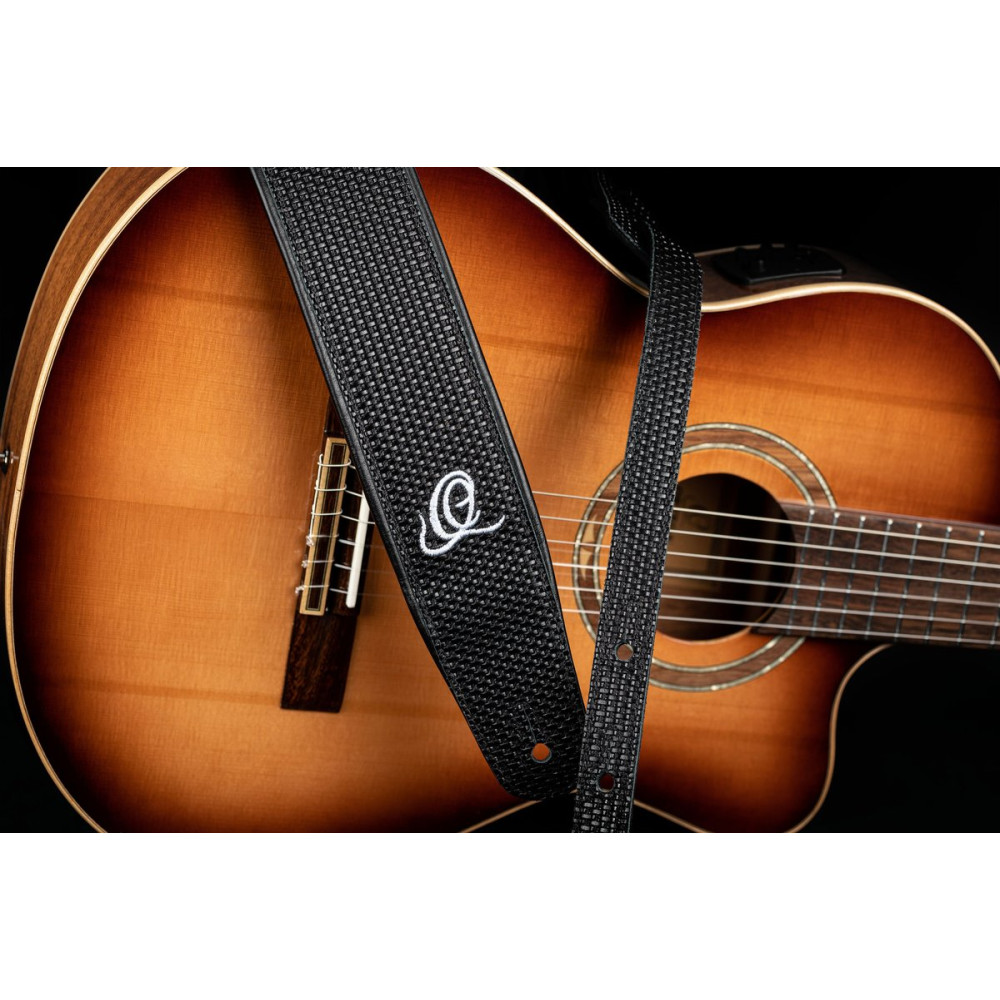 Ortega OSCU-4 Genuine-Leather Guitar-Strap - Black Braid