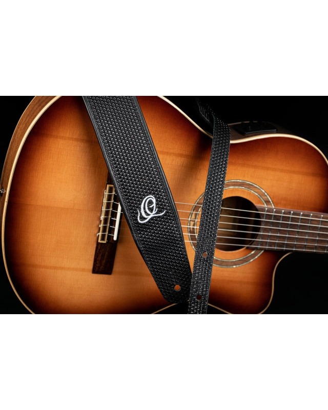 Ortega OSCU-4 Genuine-Leather Guitar-Strap - Black Braid