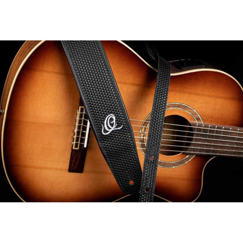 Ortega OSCU-4 Genuine-Leather Guitar-Strap - Black Braid