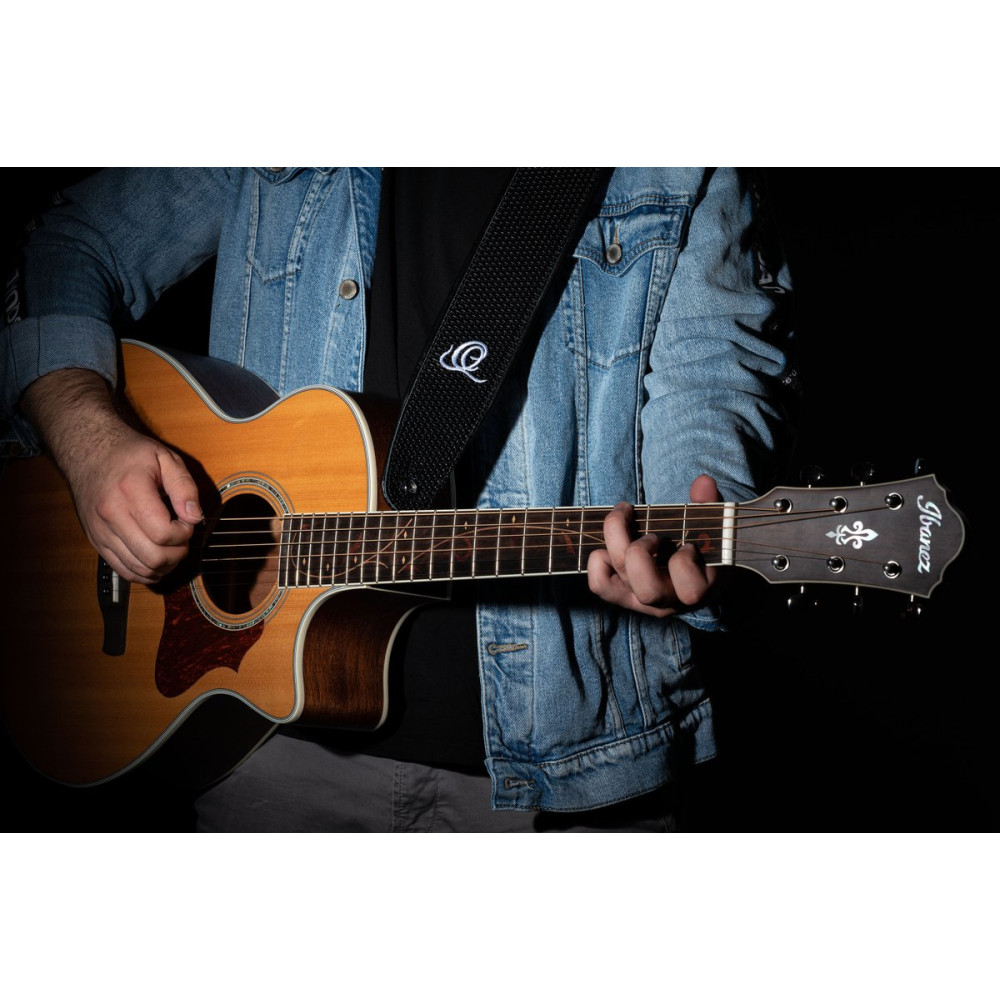 Ortega OSCU-4 Genuine-Leather Guitar-Strap - Black Braid