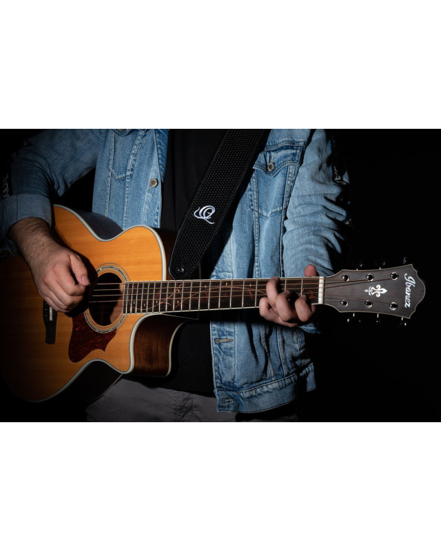 Ortega OSCU-4 Genuine-Leather Guitar-Strap - Black Braid